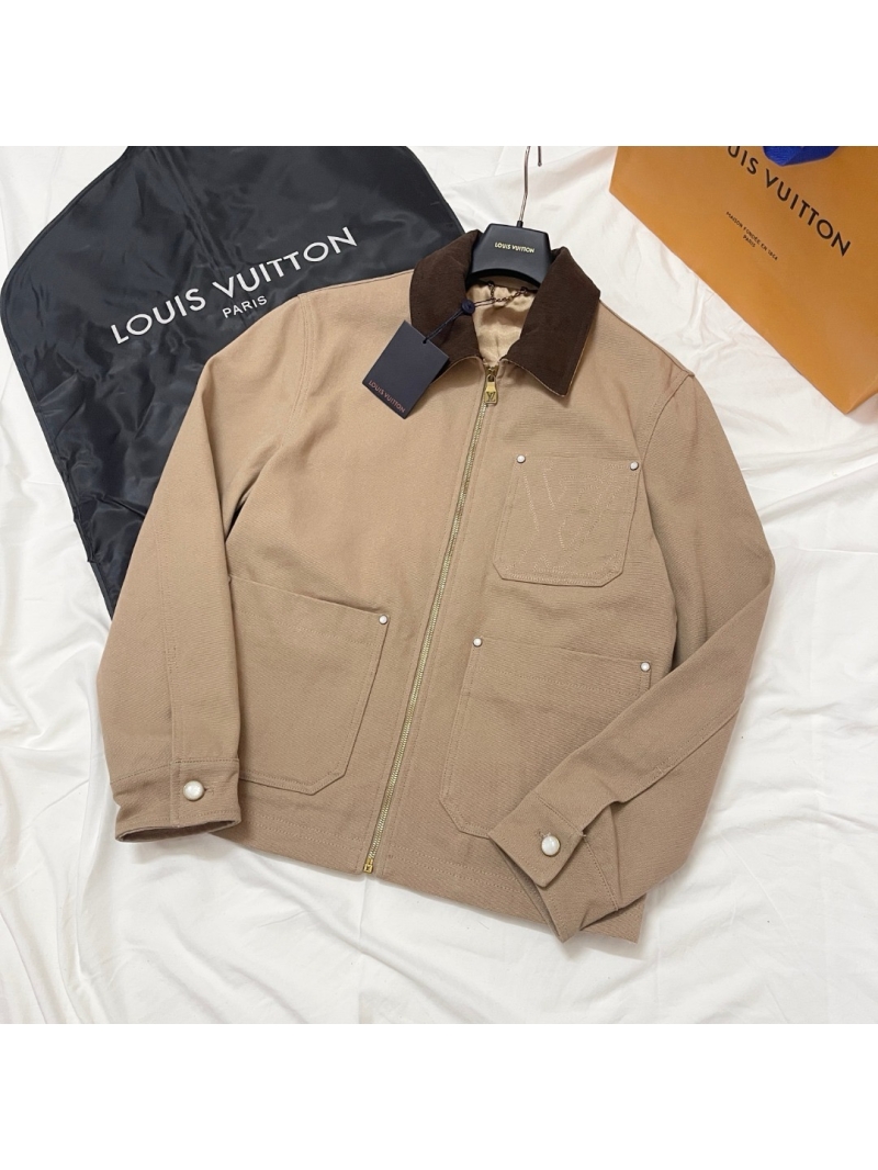 Louis Vuitton LV Him Spring 2025 Contrast Collar Workwear Cotton Canvas Blouson Shirt Jacket