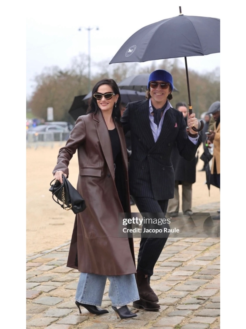 LOEWE Double-Breasted Nappa Lambskin Leather Coat Dark Brown