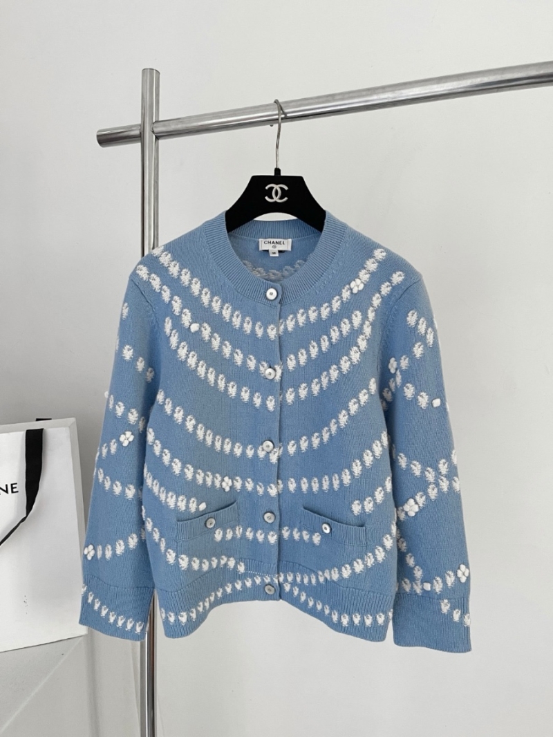 Chanel Coco 25P Haute Couture Pearl Series Cashmere Cardigan blue