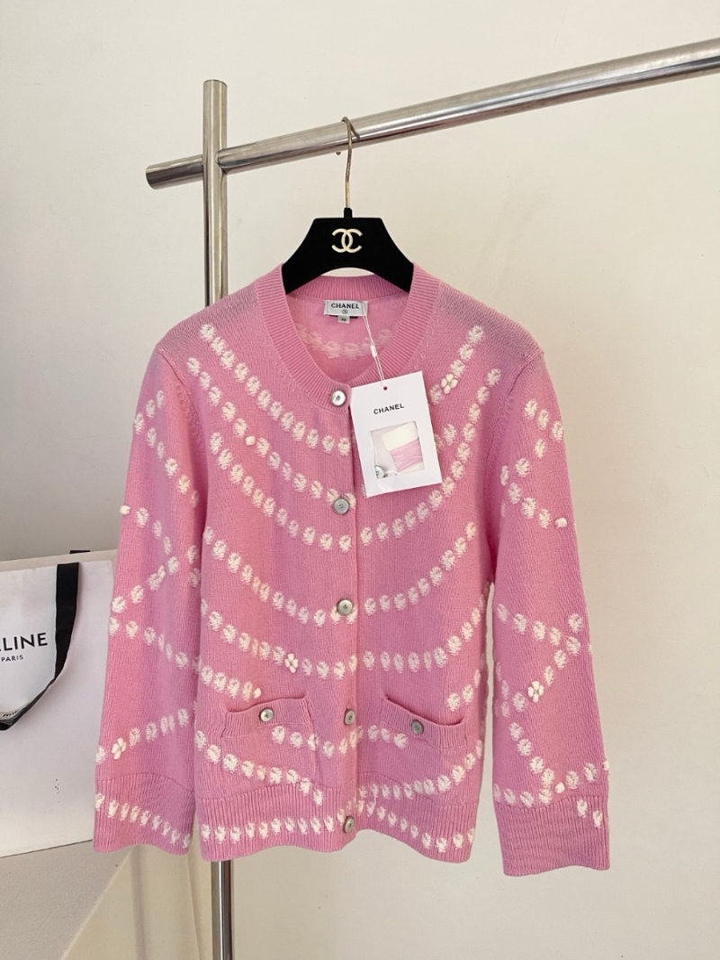 Chanel Coco 25P Haute Couture Pearl Series Cashmere Cardigan pinki