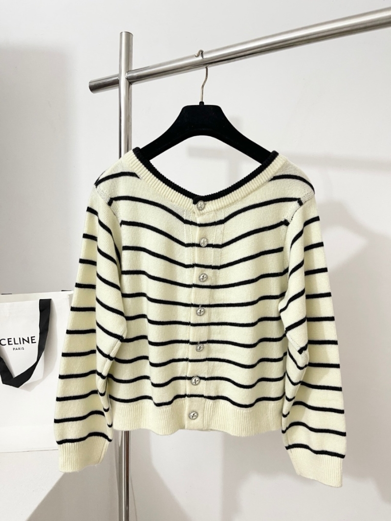 Chanel 25SS Coco Girl 2 Way Wear Striped Knit Cardigan Yellow – Convertible Off-Shoulder Design