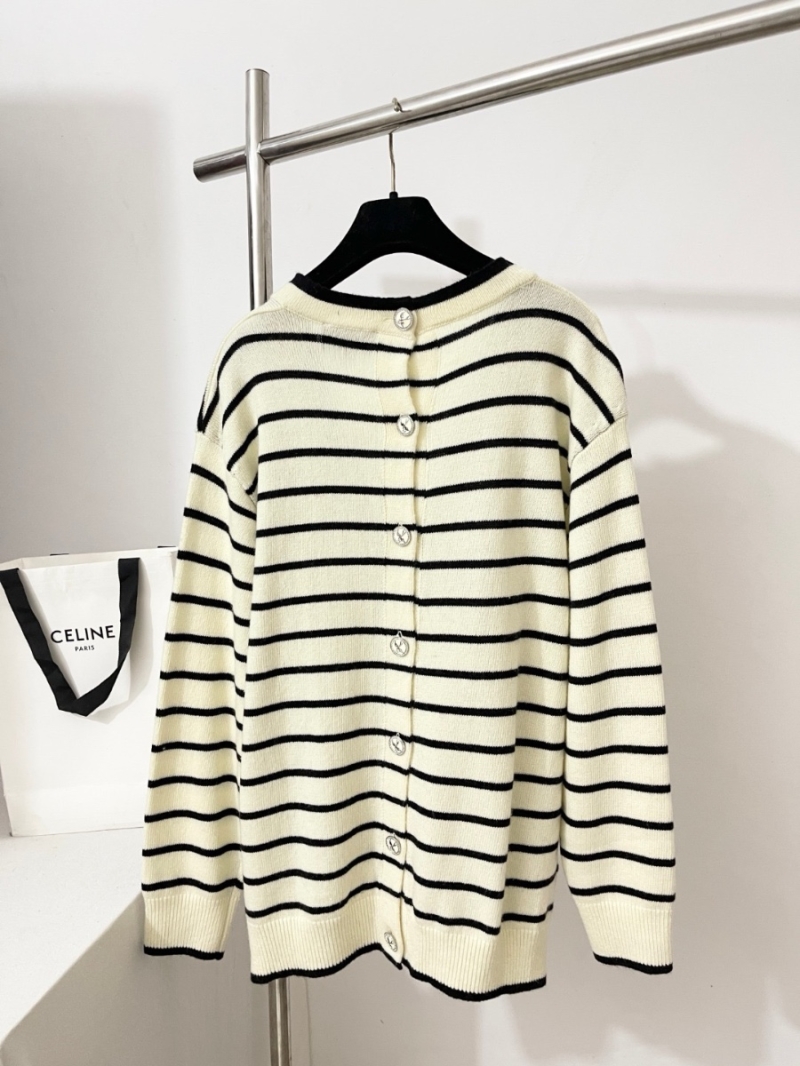 Chanel 25SS Coco Girl Yellow Striped V-Neck Long Cardigan – Elegant Oversized Fit