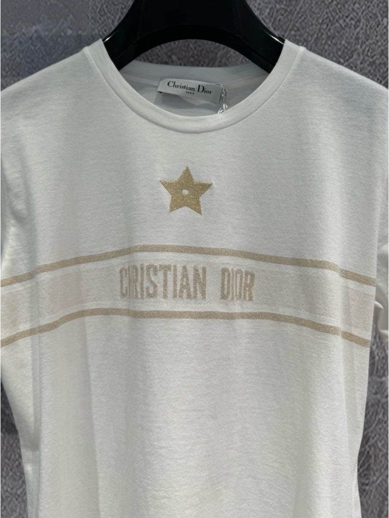 Dior 24 New Arrival: Gold Lucky Star Printed T-Shirt