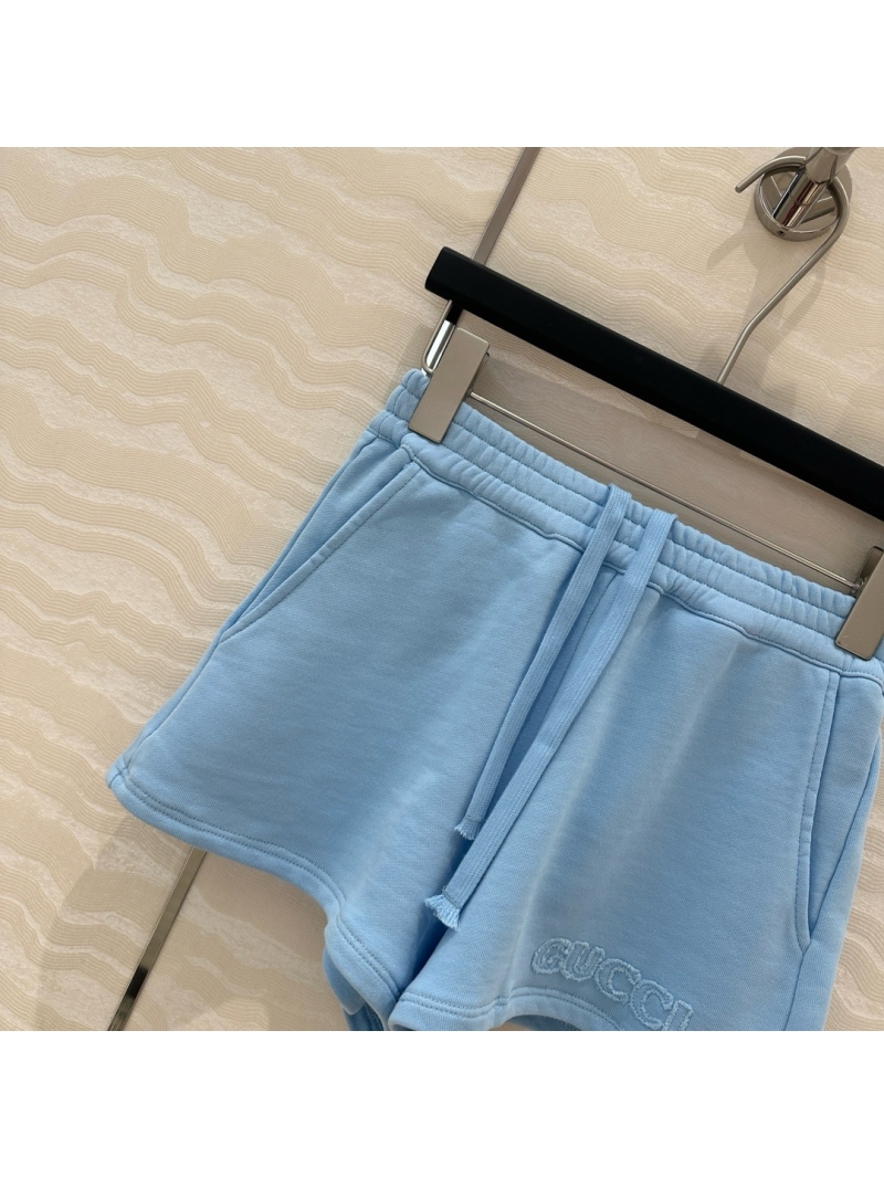 Gucci GG Capsule Collection Washed Cotton Shorts Light Blue