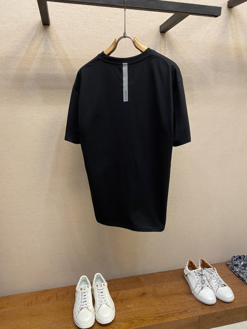 Dior Micro-Logo Embroidered Casual T-Shirt Classic Black