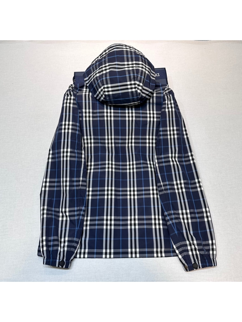 Burberry Classic Check Double-Zip Drawstring Hooded Jacket – Navy Plaid