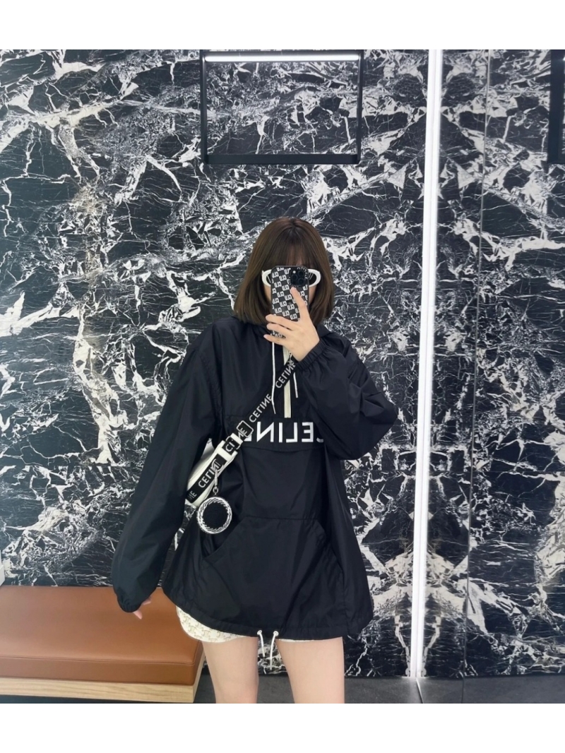 Celine Unisex New Collection Hooded Windbreaker in Black