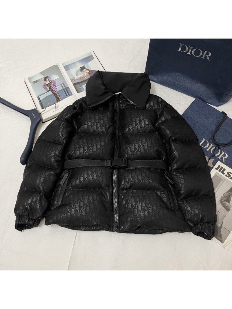 Dior Classic Monogram Waist-Cinched Down Jacket