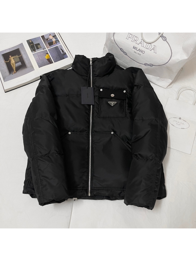 Prada Nylon Logo Puffer Jacket – Iconic Style Meets Practical Warmth