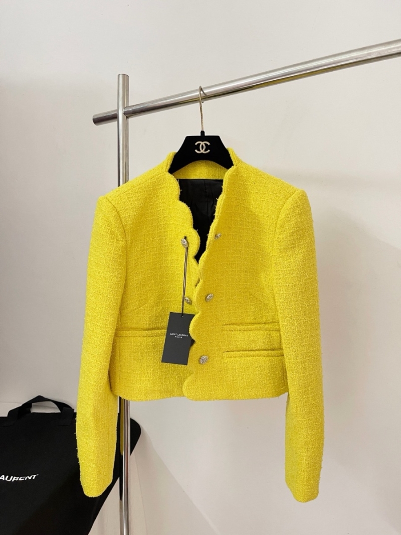 YSL Saint Laurent Exclusive Limited-Edition Cropped Tweed Jacket – Yellow