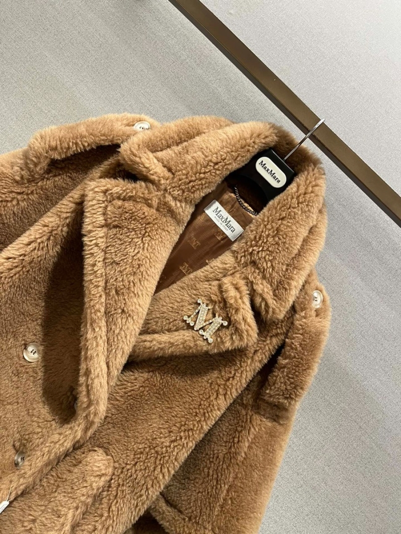 MaxMara Teddy Bear Short Cape with Shoulder Epaulettes. Camel