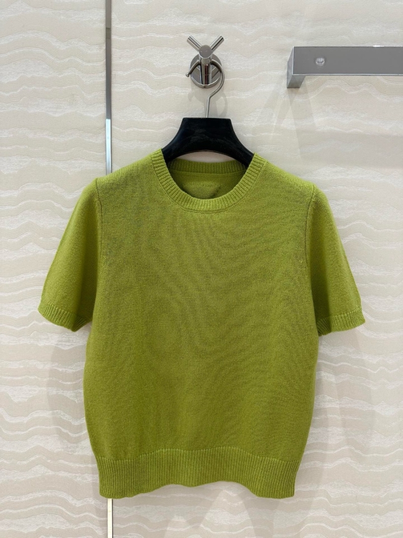 Prada Premium Lambswool Short-Sleeve Sweater Green