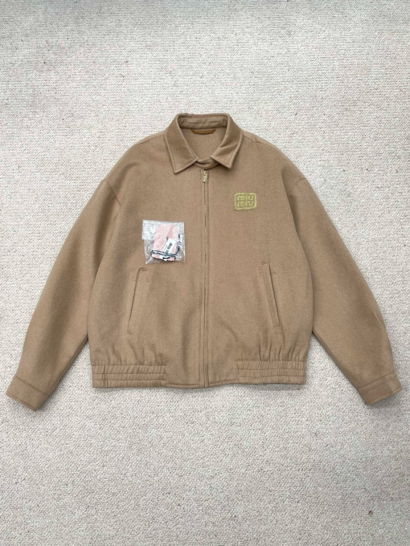 Miu Miu 24FW OS Style Cashmere Wool Blend Bomber Jacket