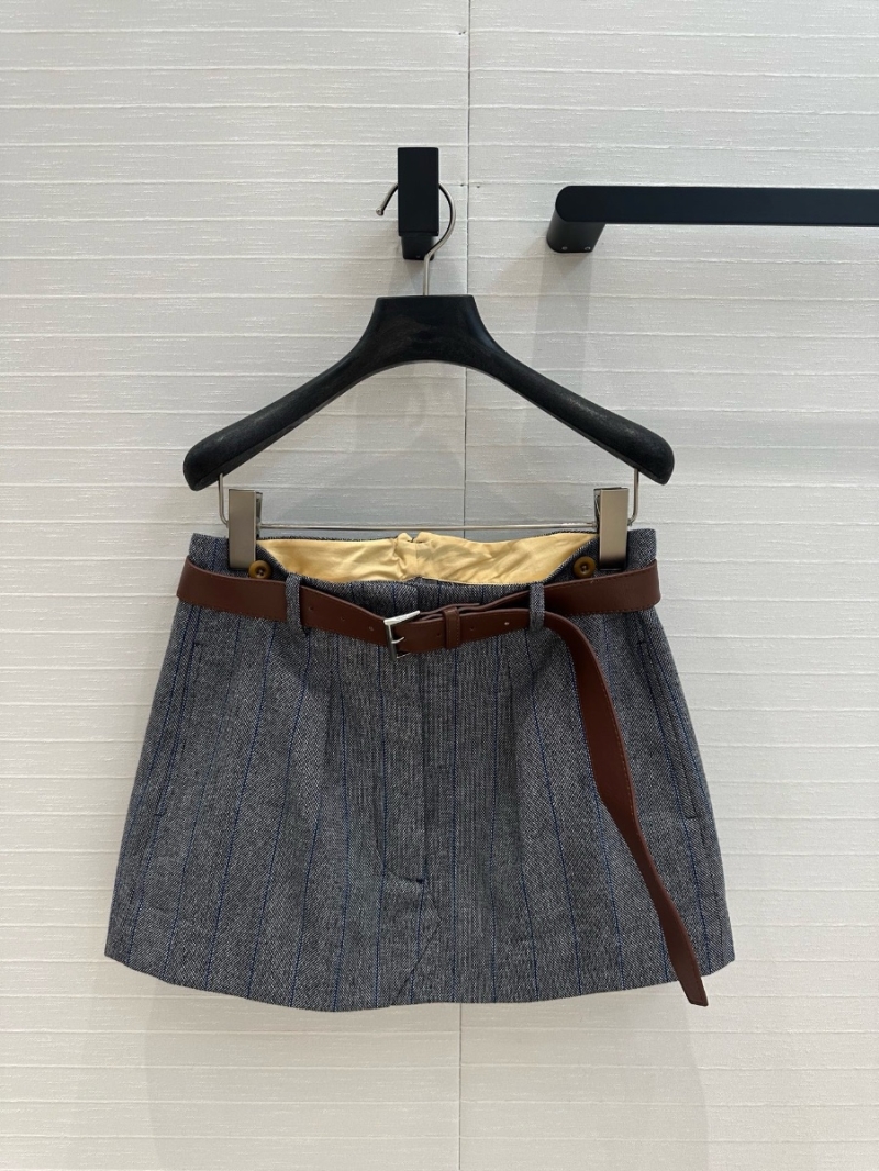 Prada Grey Pinstripe Wool Low-Waist Mini Skirt