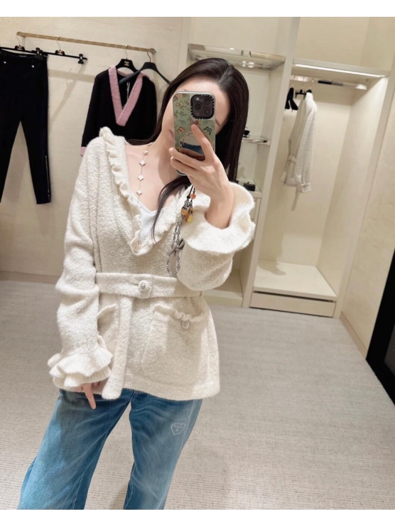 Chanel 24K Ruffle-Trim Cashmere Wool Cardigan Jacket - Limited Edition