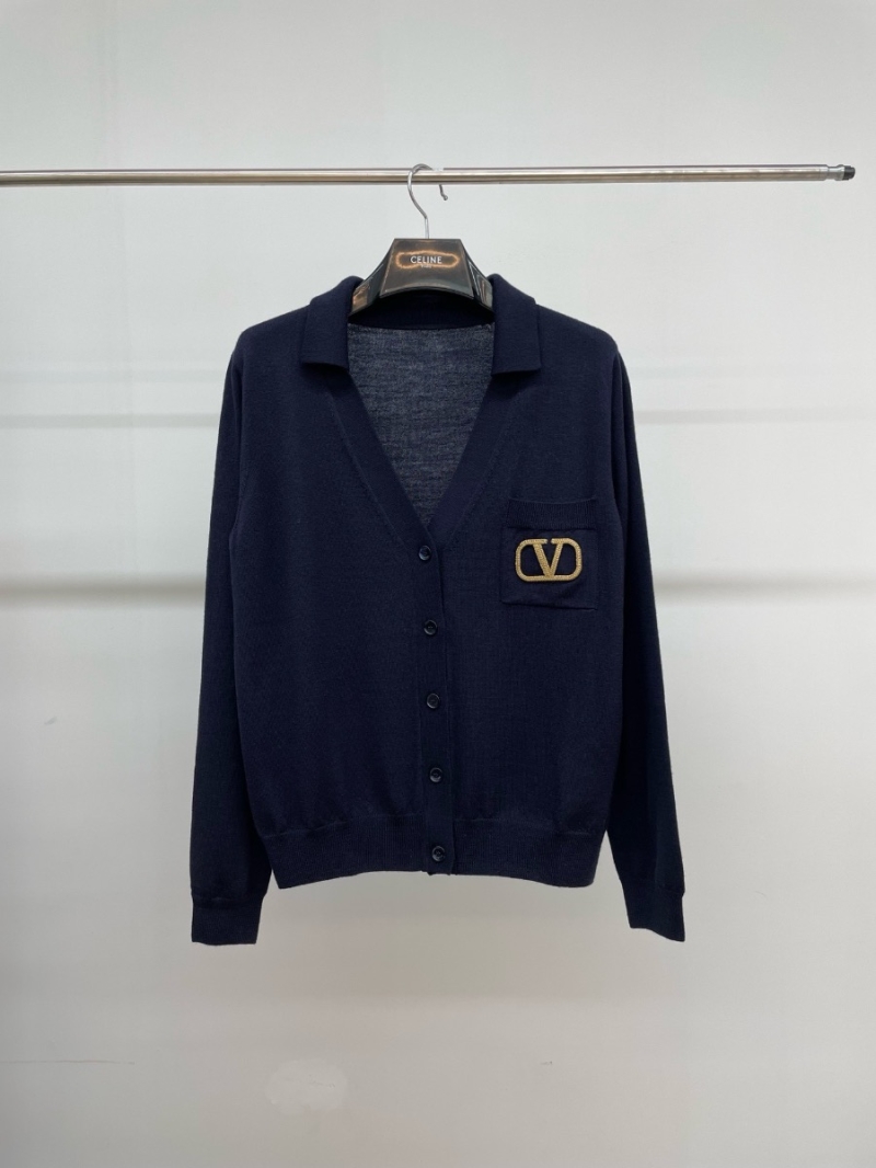 Valentino 2024 Early Autumn Navy Blue Wool Cardigan