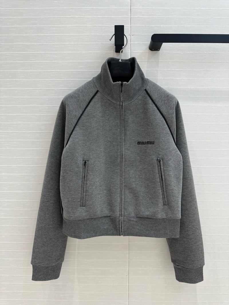 Miu Miu Sporty Chic Drawstring Jacket & Low-Waist Skirt Set Grey - Sweet & Edgy Combo