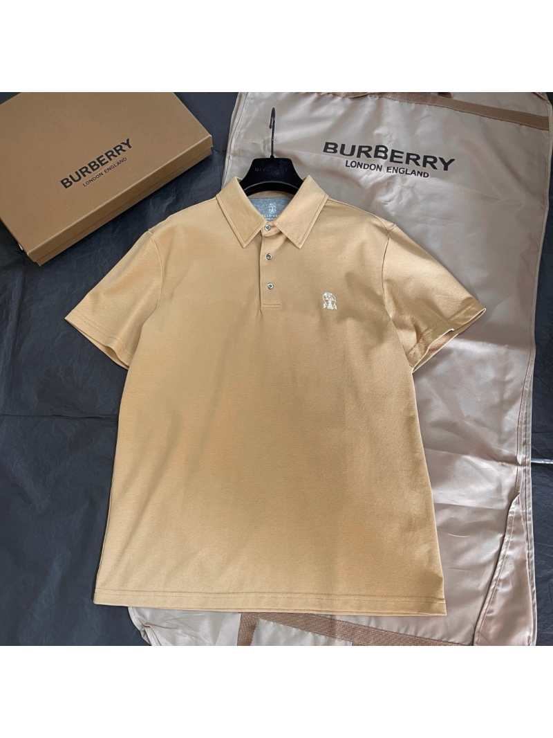 Brunello Cucinelli Exclusive Him Logo Print Cotton Piqué Polo Shirt Khaki