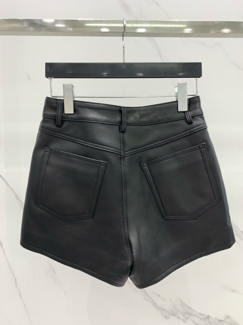 Saint Laurent YSL Classic Slim-Fit Lambskin Shorts