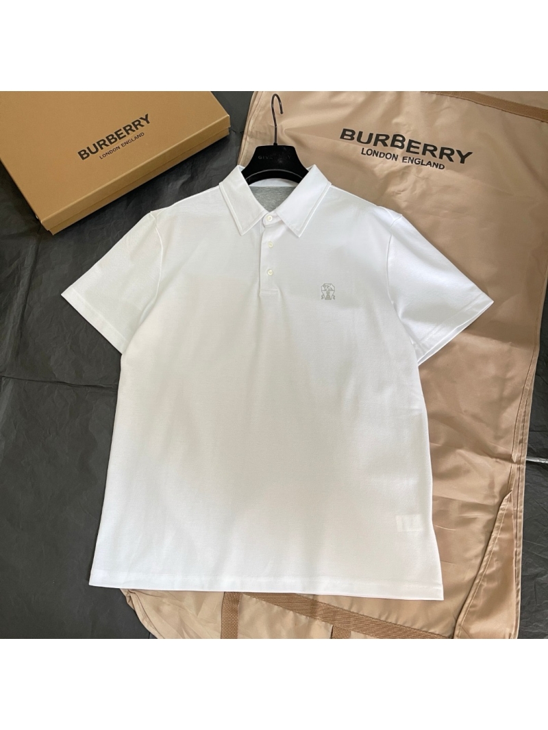 Brunello Cucinelli Exclusive Him Logo Print Cotton Piqué Polo Shirt White