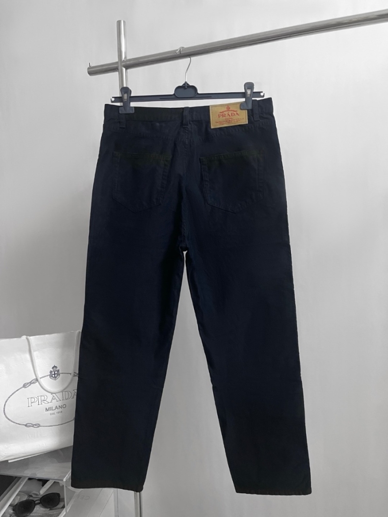 Prada Unisex Vintage Triangle Logo Workwear Denim Pants