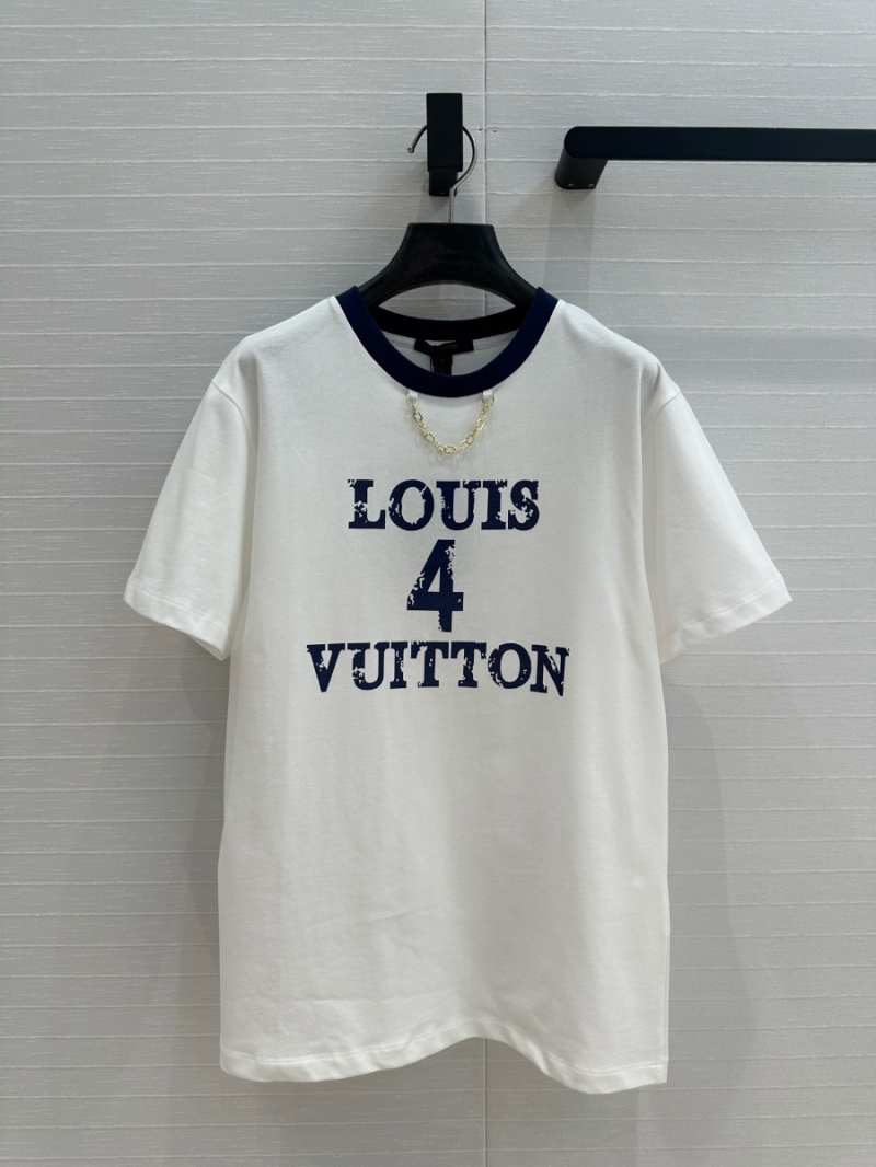 Louis Vuitton LV Blue & White Letter Print T-Shirt - Stylish & Versatile