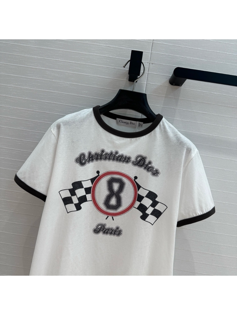 Dior Racing Flag Print T-Shirt with Contrast Edging - Sporty & Stylish