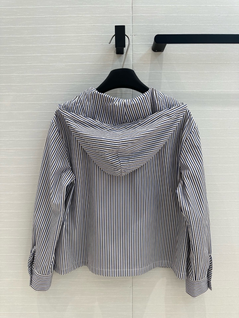 Prada Striped Hooded Lightweight Jacket - Chic & Versatile