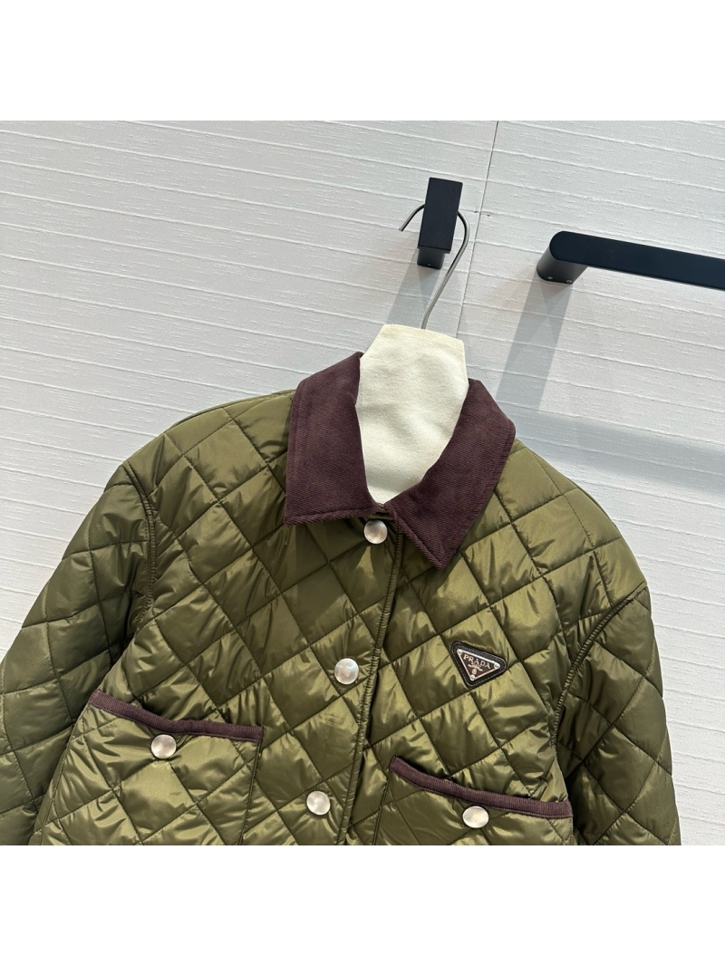 Prada Fall/Winter 2024 Double-Sided Quilted Short Cotton Jacket Green