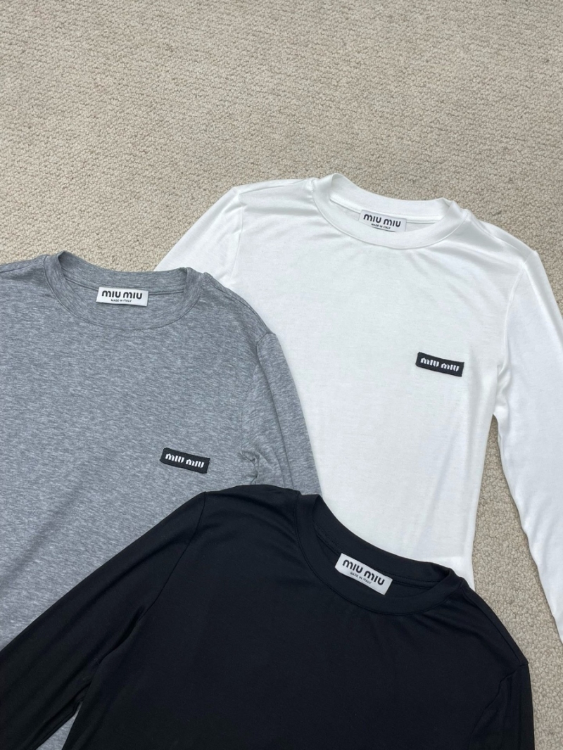 Miu Miu Contrast Cuff Long-Sleeve Base Layer Top - Must-Have for Miu Miu Girls