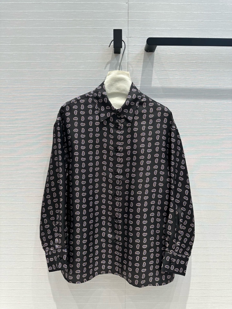 Prada Paisley Silk Shirt Black