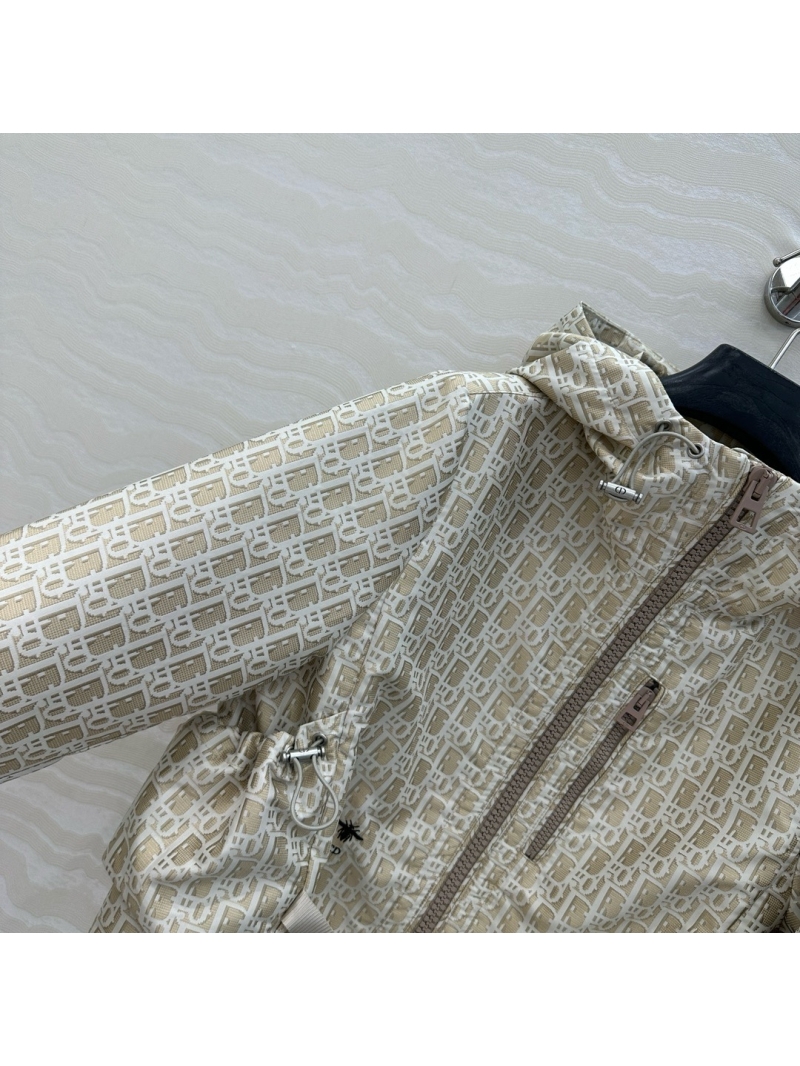 Dior MissDior Exclusive Limited-Edition White Gold Series Oblique Jacquard Hooded Short Jacket