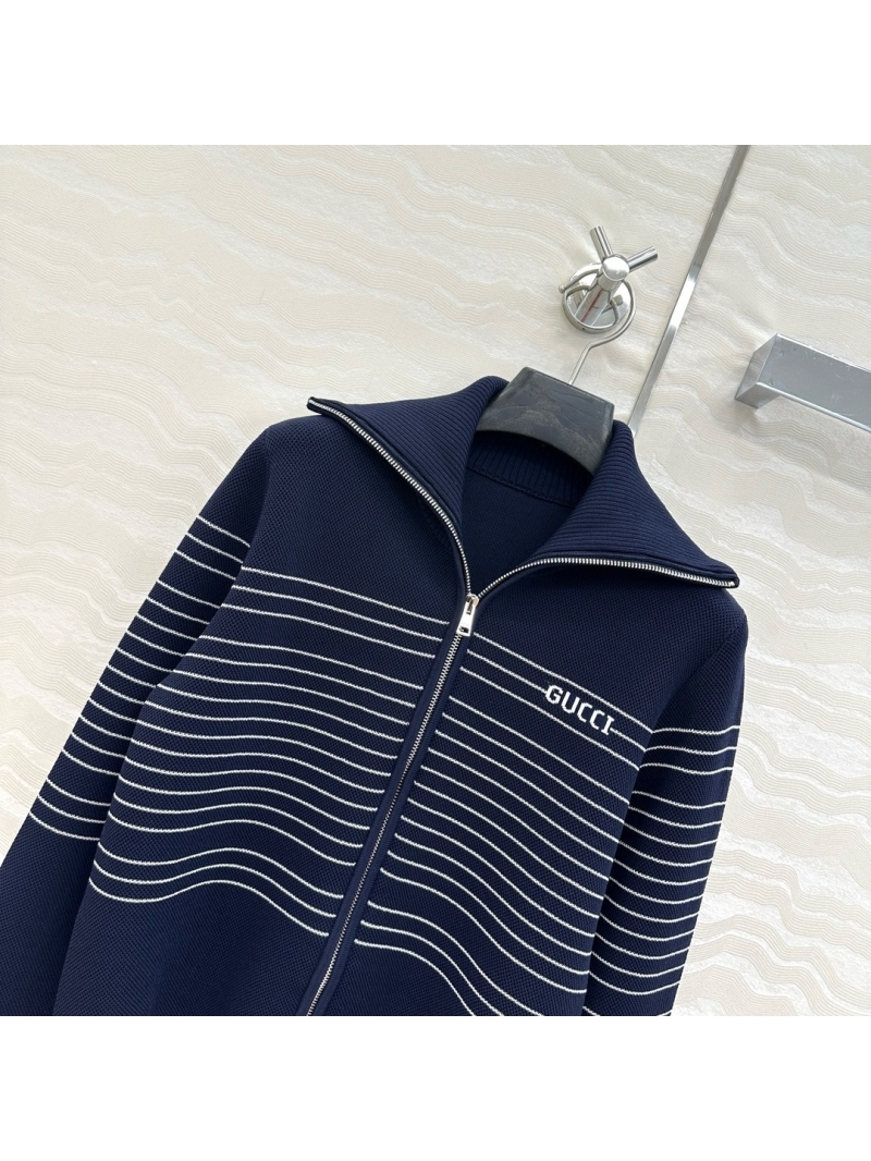 Gucci Navy Striped Knit Zip Jacket – French Collegiate Collection