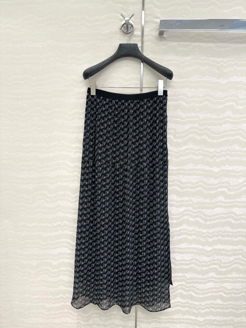 Gucci Exclusive Limited-Edition 25SS GG Chain Print Silk Midi Skirt