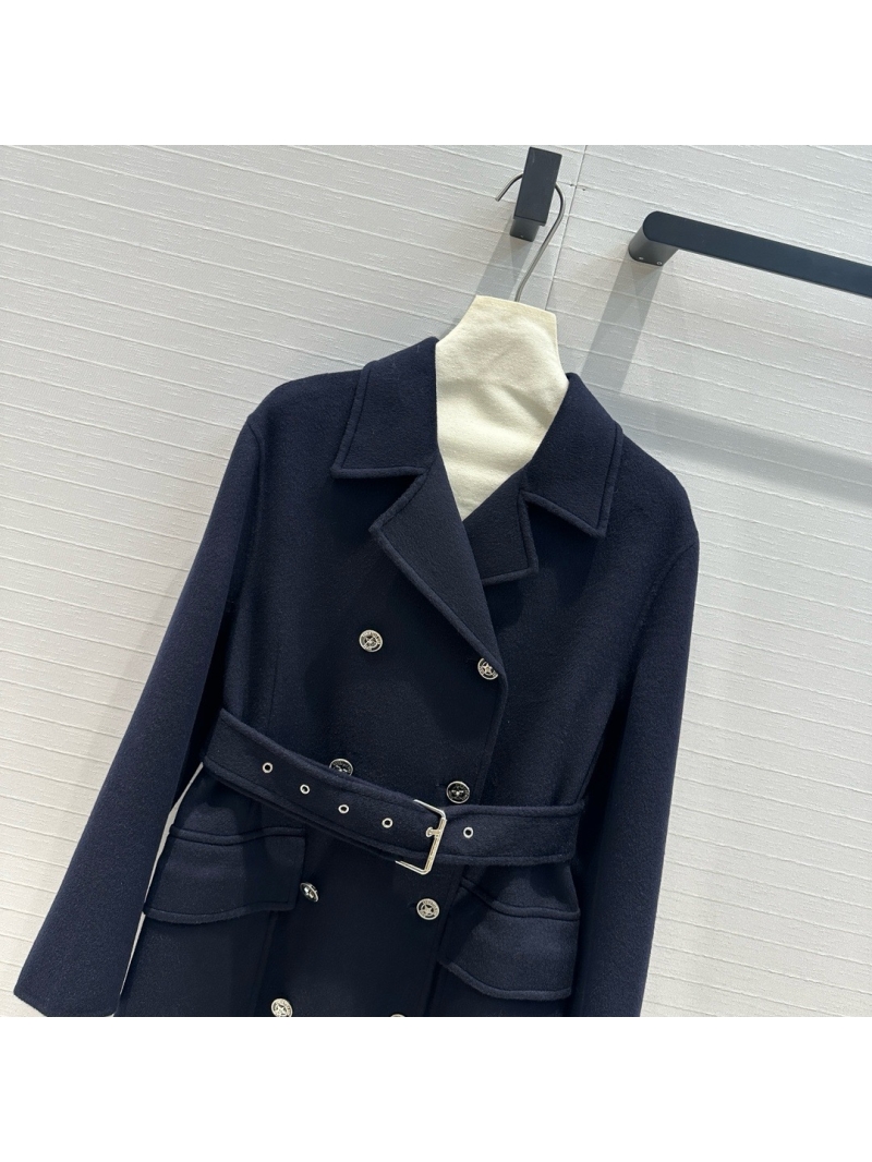 Dior Navy Blue Double-Breasted Cashmere Wool Coat