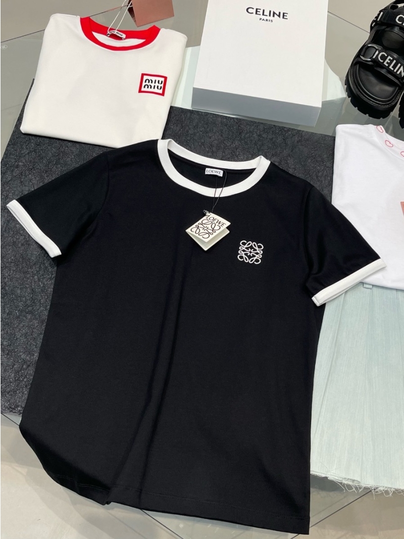 Loewe Color Block Embroidered Logo Crew Neck T-Shirt
