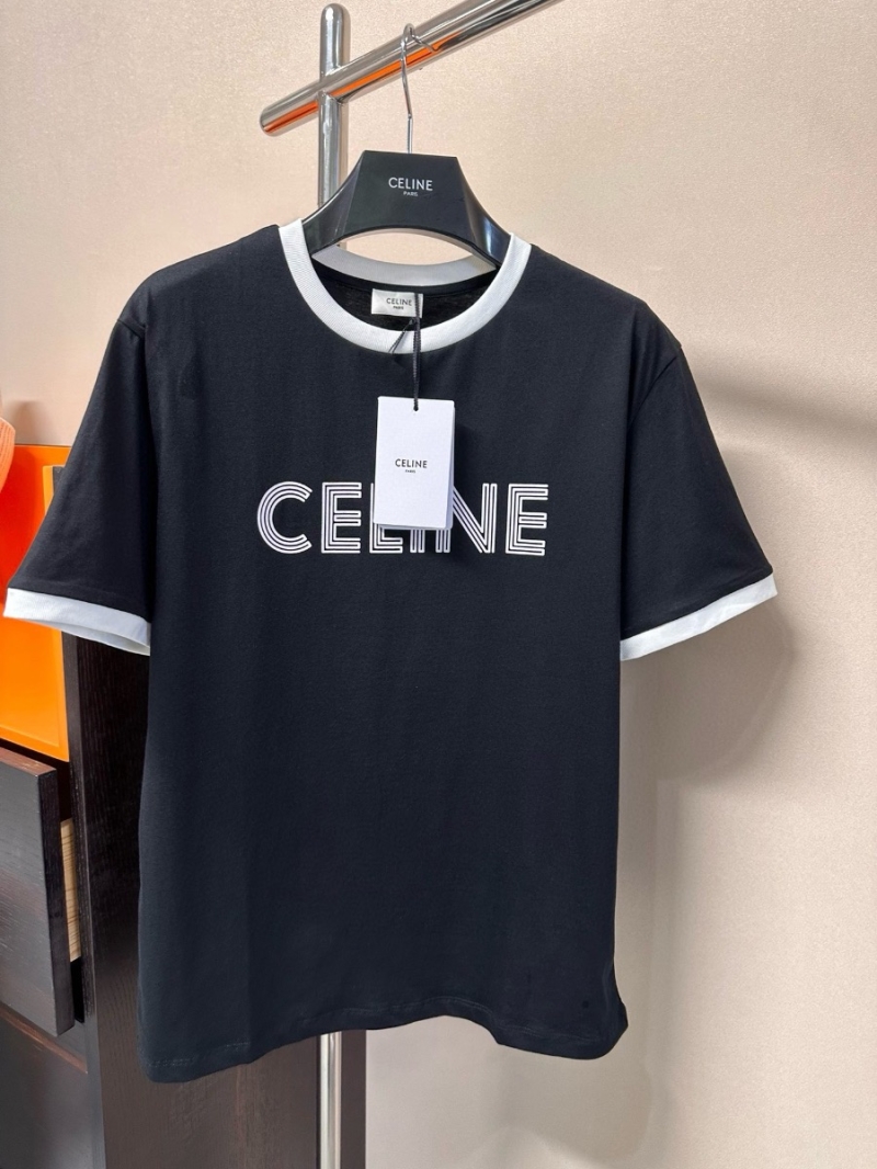 Celine 24 Early Spring Unisex Letter Logo Printed Short Sleeve T-Shirt