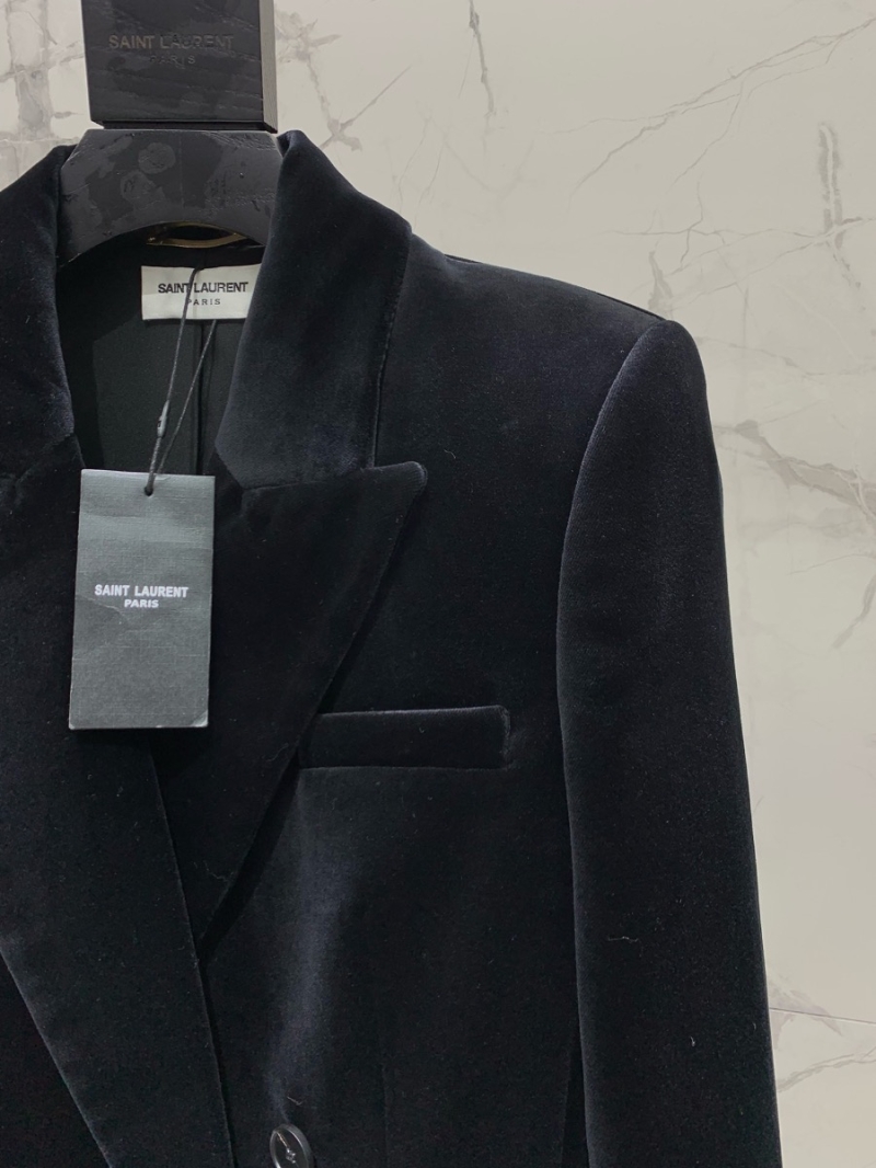 Saint Laurent YSL Double-Breasted Velvet Blazer
