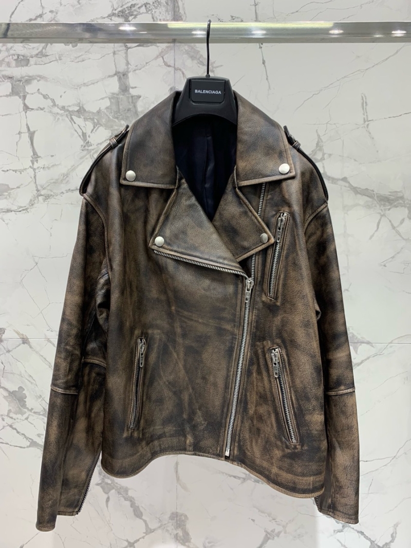 Balenciaga Classic Distressed Vintage Leather Jacket (Unisex)