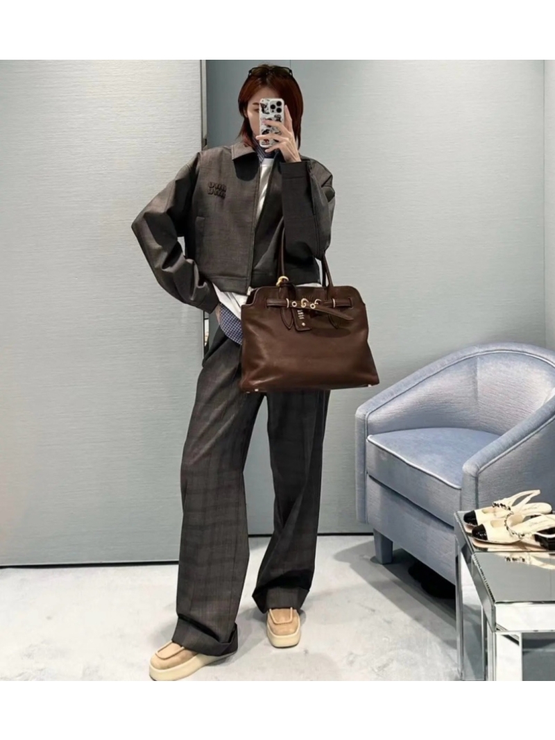 Miu Miu Prince of Wales Check Wide-Leg Pants