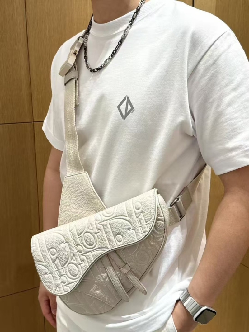 Dior Micro-Logo Embroidered Casual T-Shirt Crisp White