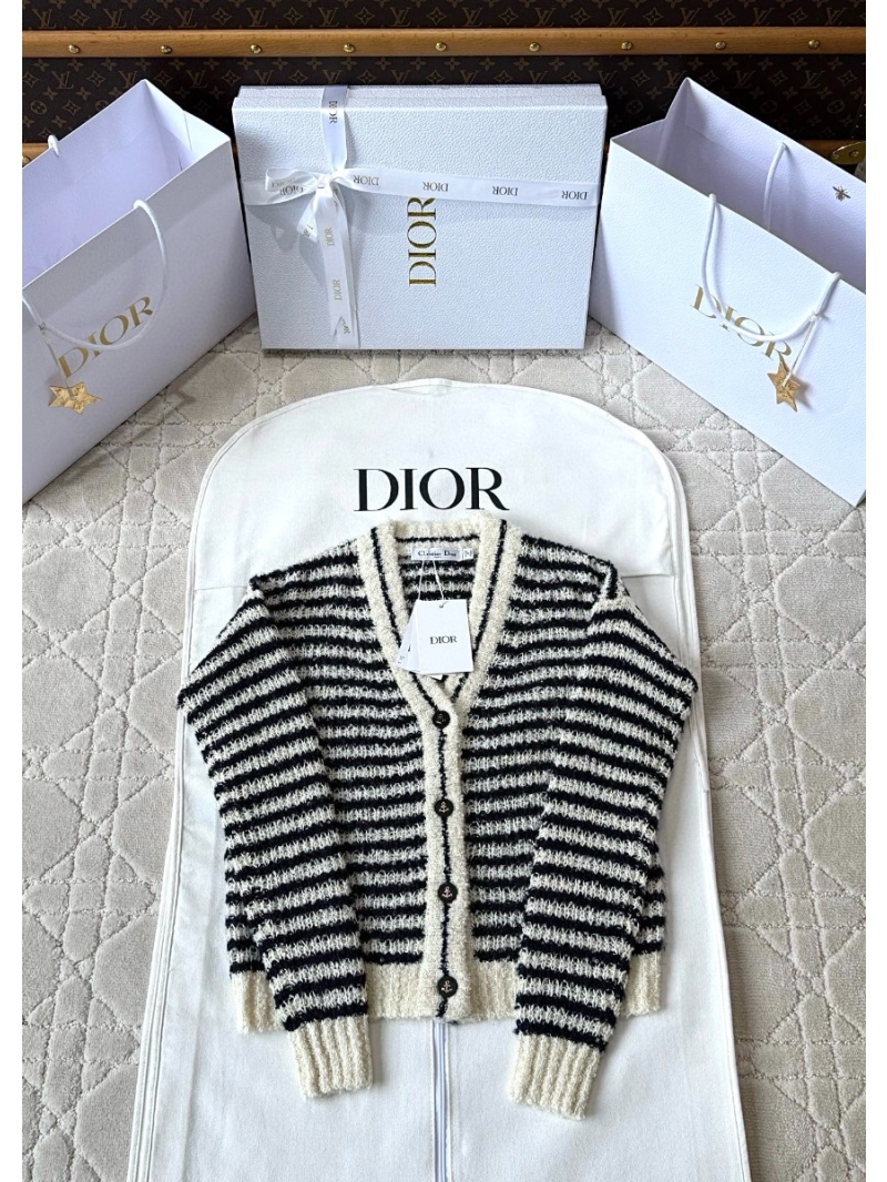 Dior 2025SS Chic Striped Wool Cardigan - Multicolor