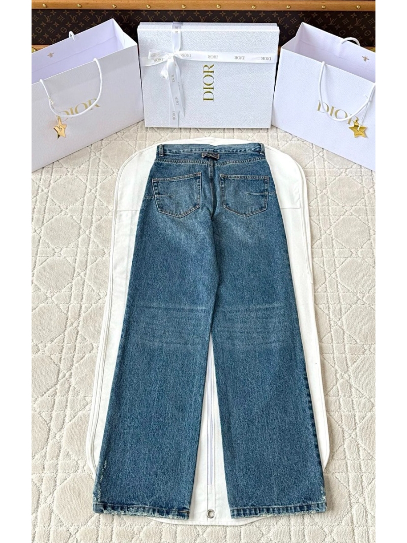 Dior CD 2025SS Chic Washed Jeans Blue