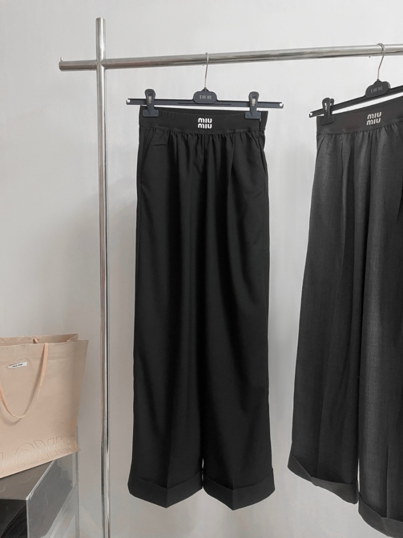Miu Miu Grain De Poudre Black Wide-Leg Trousers