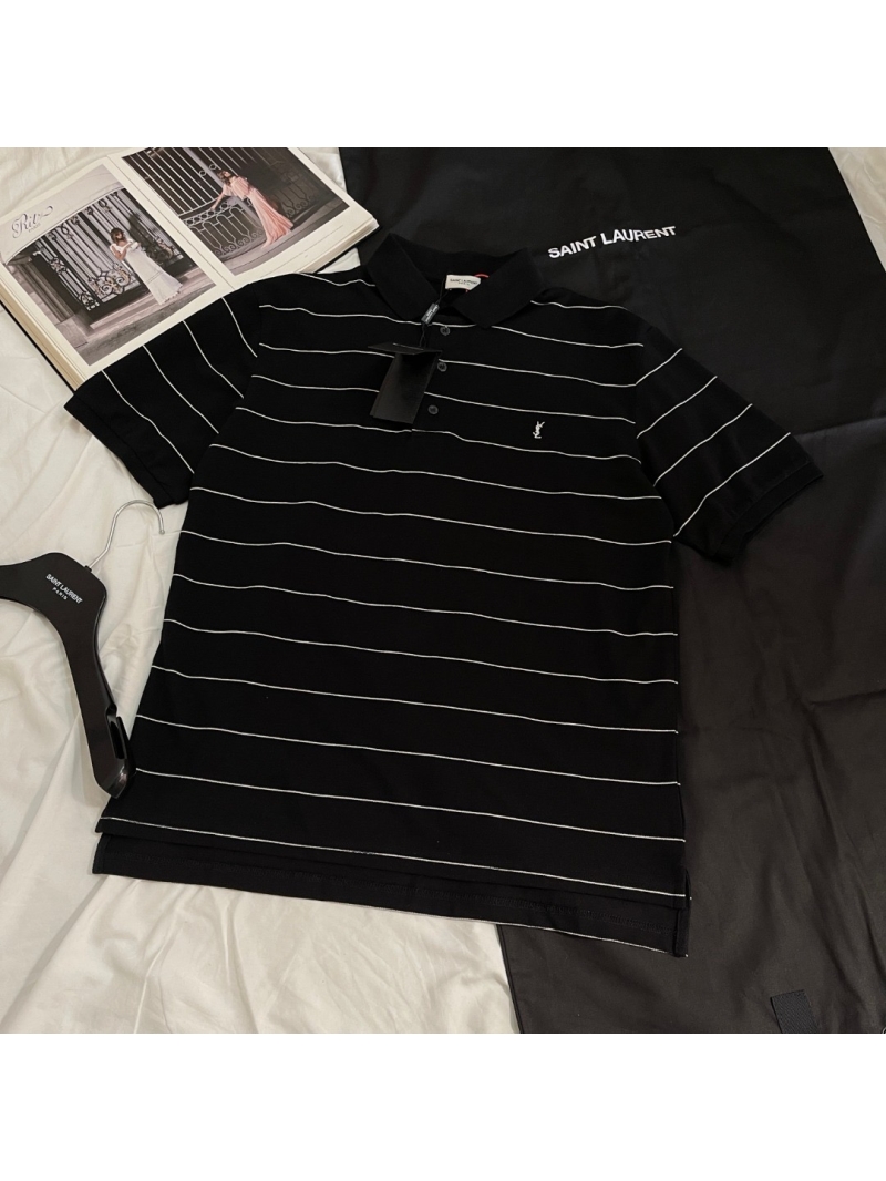 Saint Laurent YSL Striped Polo Shirt