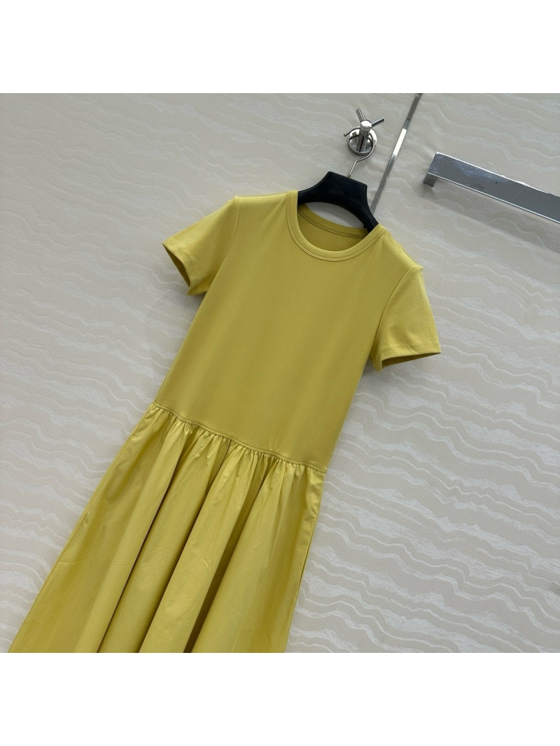 Ralph Lauren Exclusive Summer Preppy Cotton Poplin Paneled Maxi Dress Yellow
