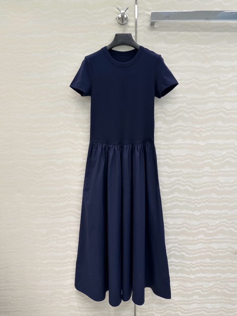 Ralph Lauren Exclusive Summer Preppy Cotton Poplin Paneled Maxi Dress Blue
