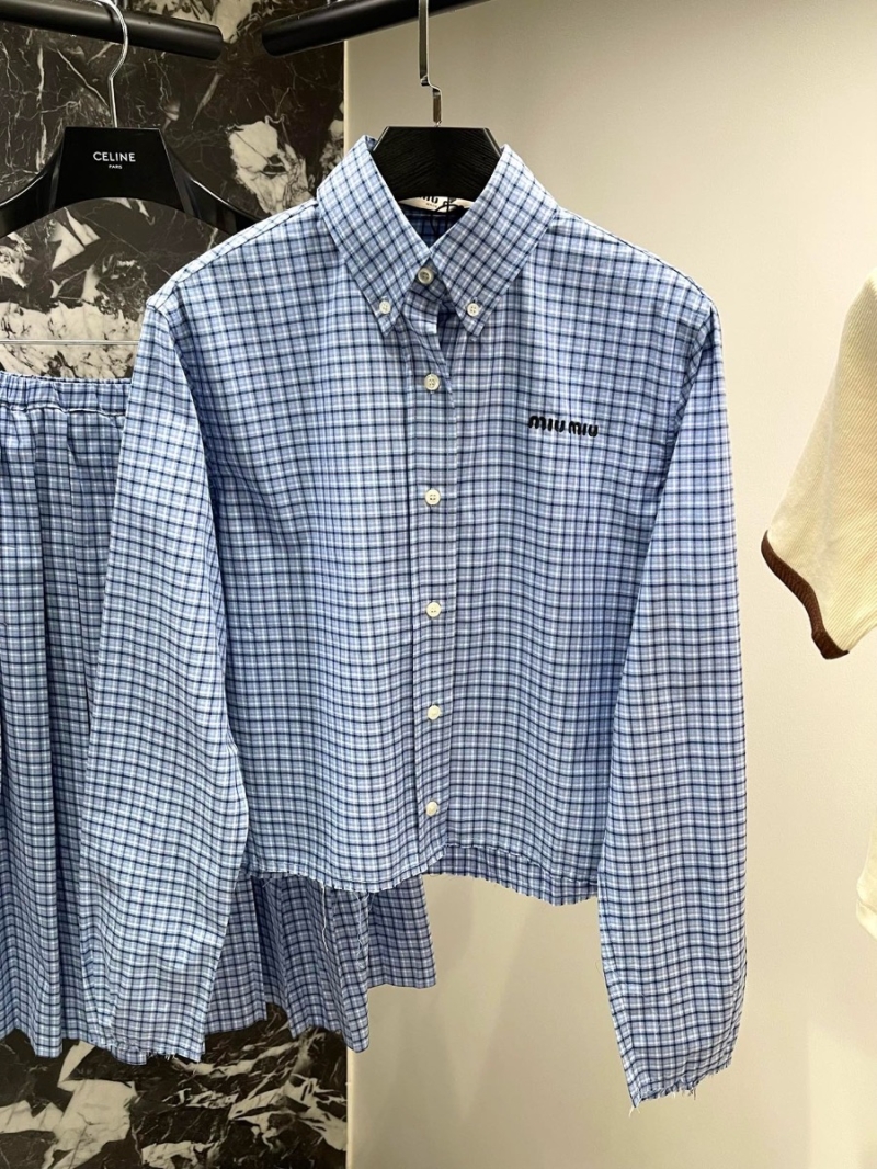 Miu Miu 2024 New Sky Blue Checkered Shirt