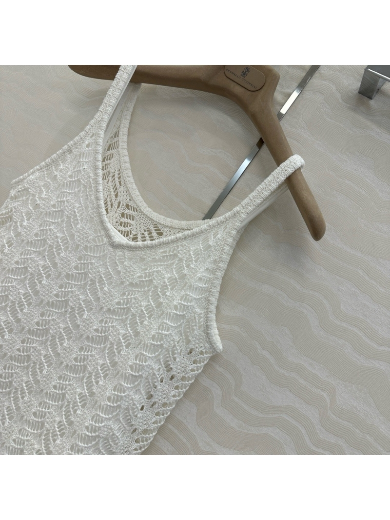 Brunello Cucinelli Exclusive Collection Openwork Sequin Knit Slip Dress