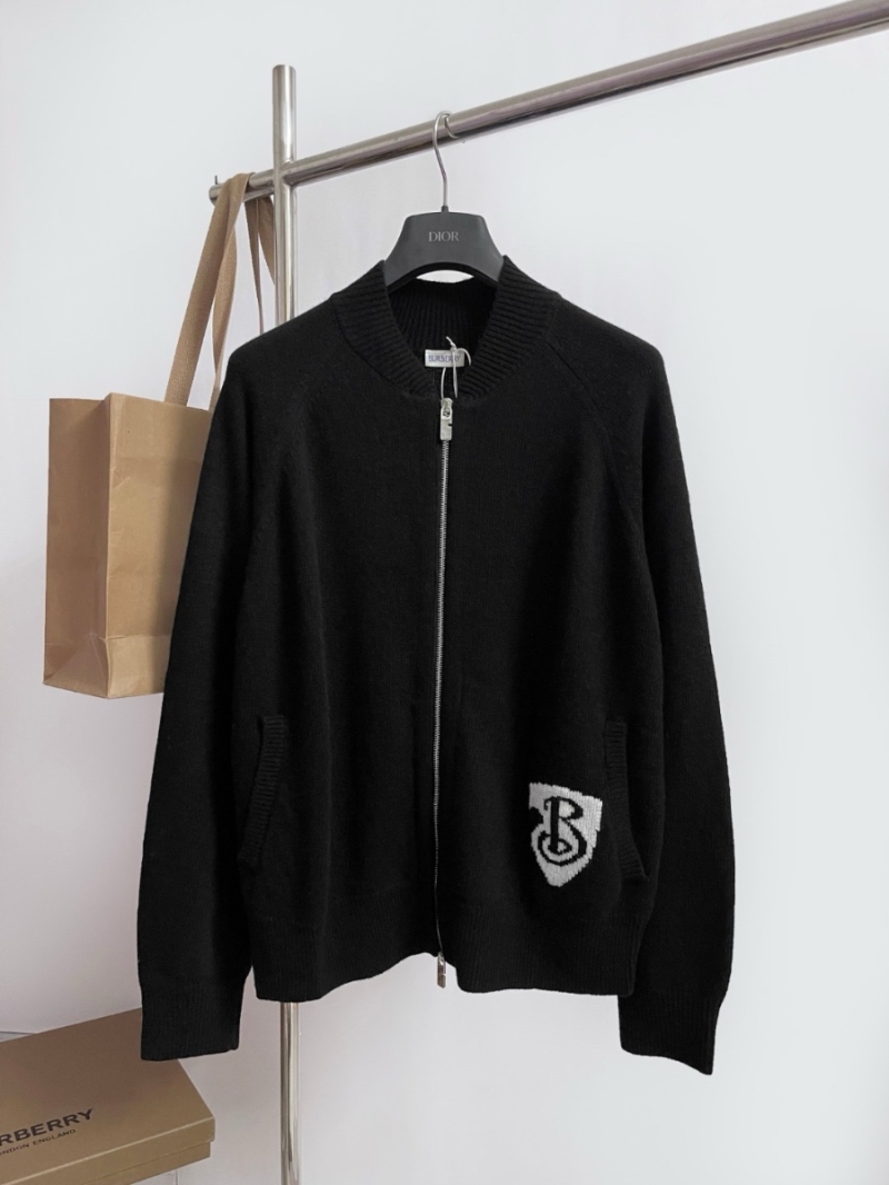 Burberry Shield Logo Wool Zip-Up Cardigan